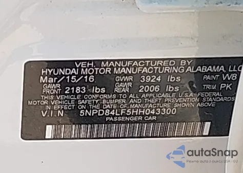 2017 Hyundai Elantra Se from USA, damaged, VIN 5NPD84LF5HH043300